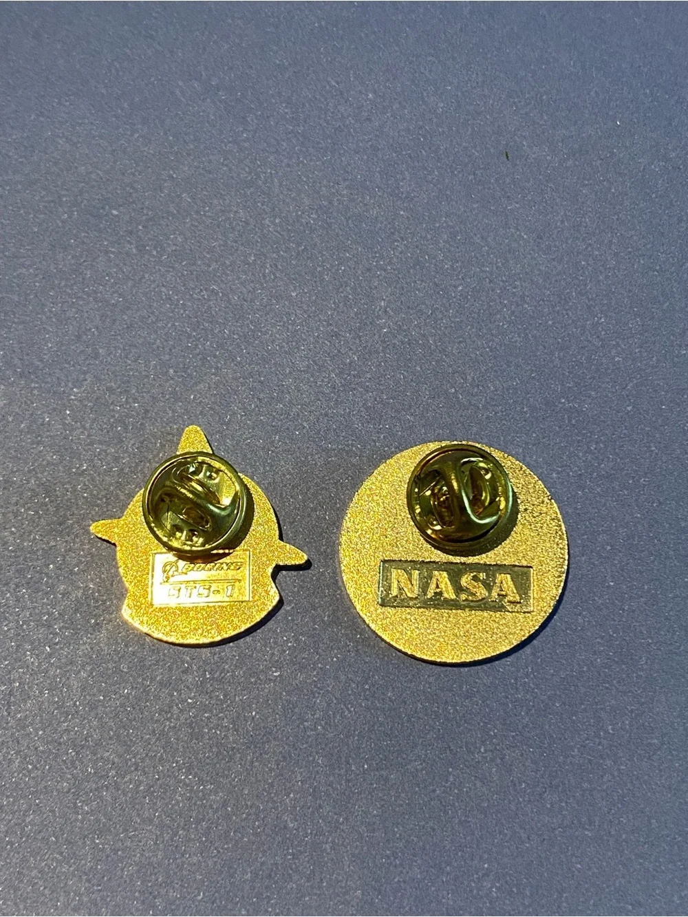 Columbia Space Shuttle Lapel Pin - Orange and Blue